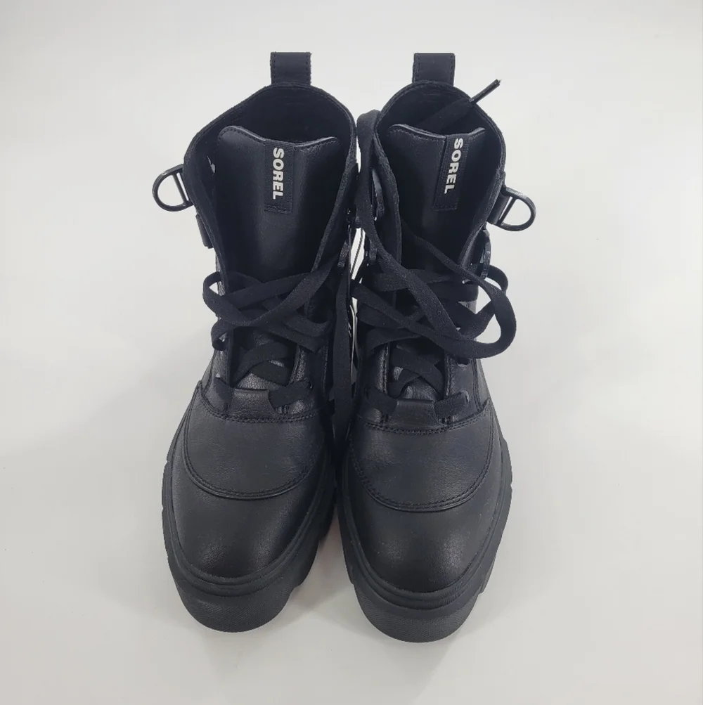 Sorel Caribou Boot Lace Up Black Leather Rubber Size 8 New - Picture 3 of 7